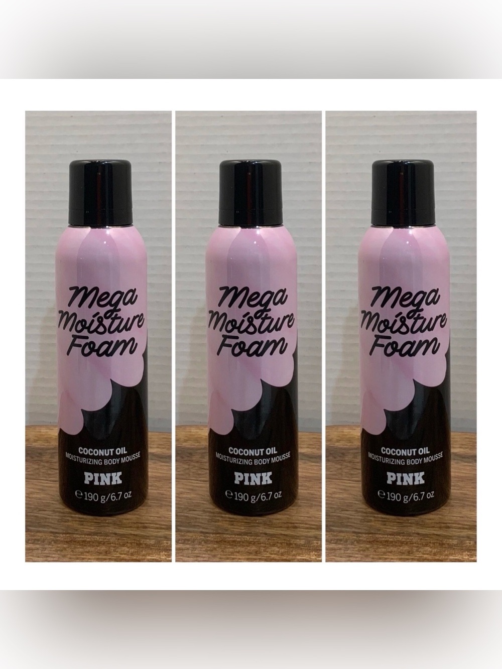 3~Victoria's Secret PINK Mega Coconut Oil Moisturizing Body Mousse ~ 6.7 fl.oz.